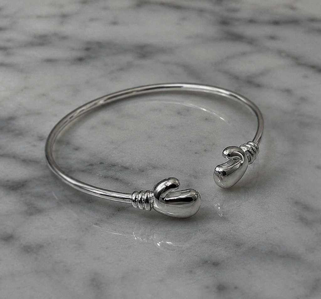 Sterling Silver “Future Champion” Baby Boxing Glove Bangle