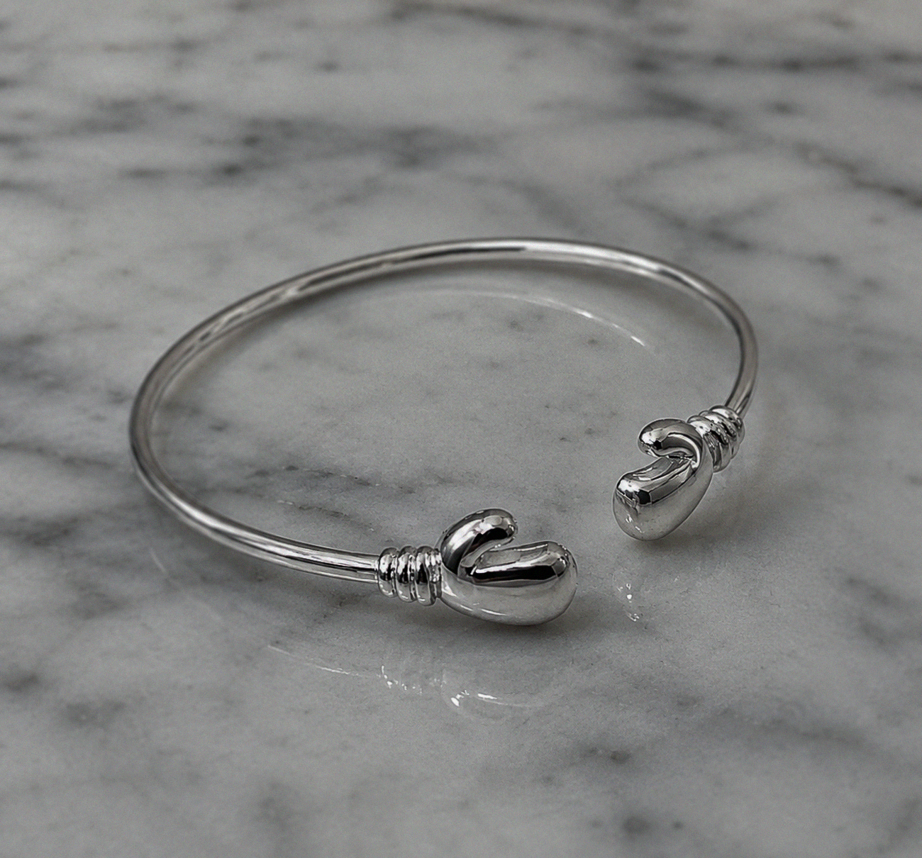Sterling Silver “Future Champion” Baby Boxing Glove Bangle
