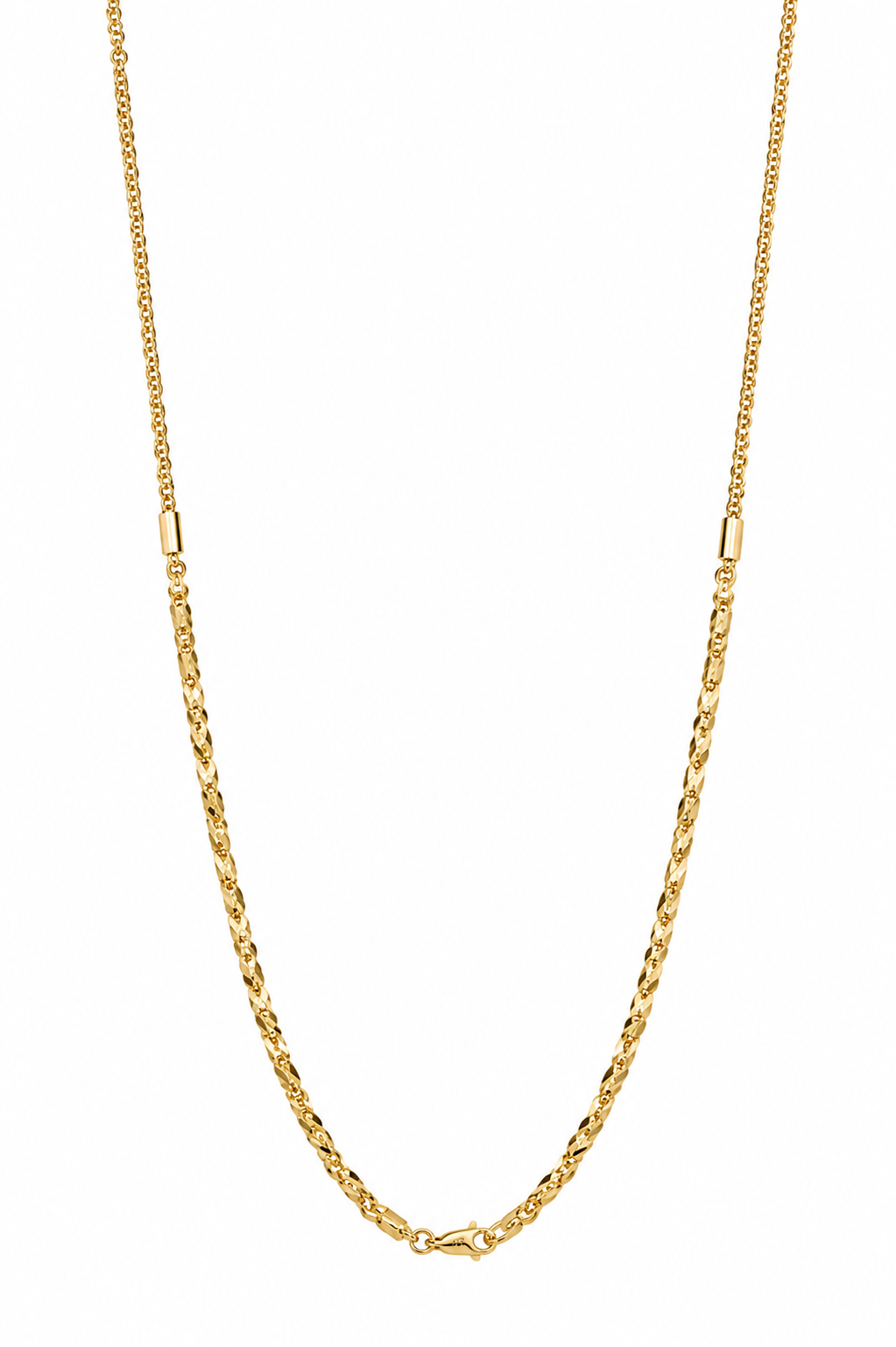 Diamond Cut Bead Bar Necklace in 9ct Yellow Gold