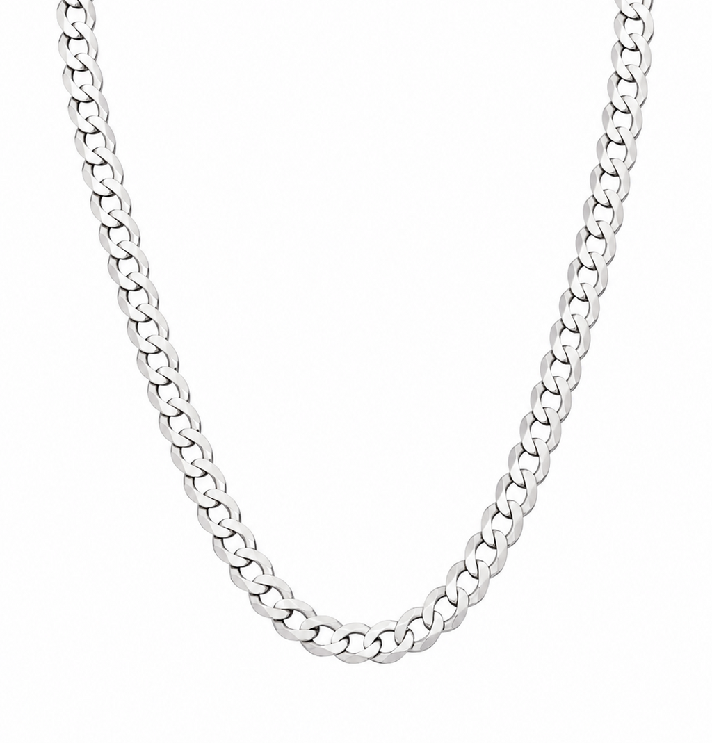 Fred Bennett - Heavyweight Diamond-cut curb chain necklace in Sterling Silver - 56cm