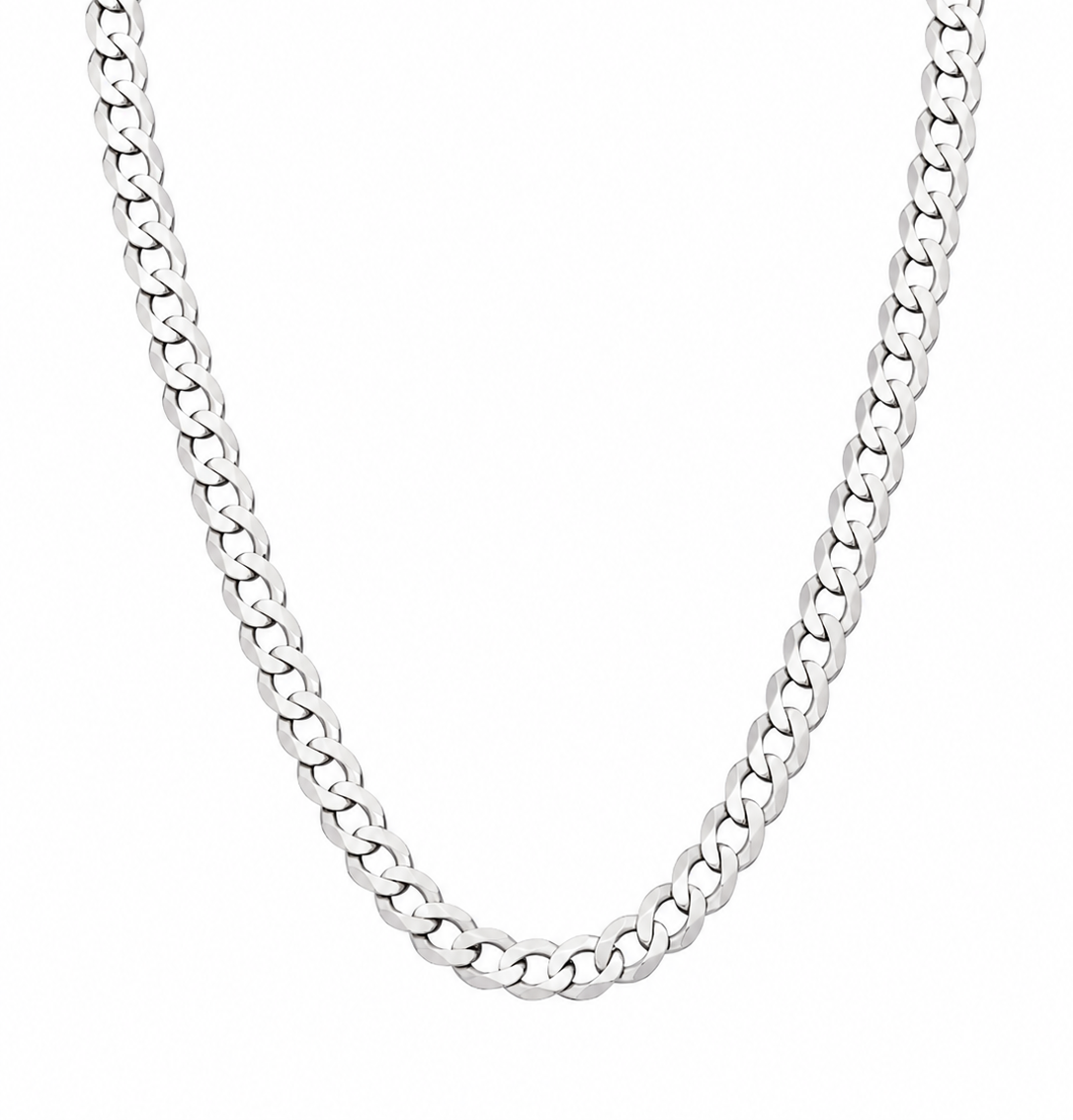 Fred Bennett - Heavyweight Diamond-cut curb chain necklace in Sterling Silver - 56cm