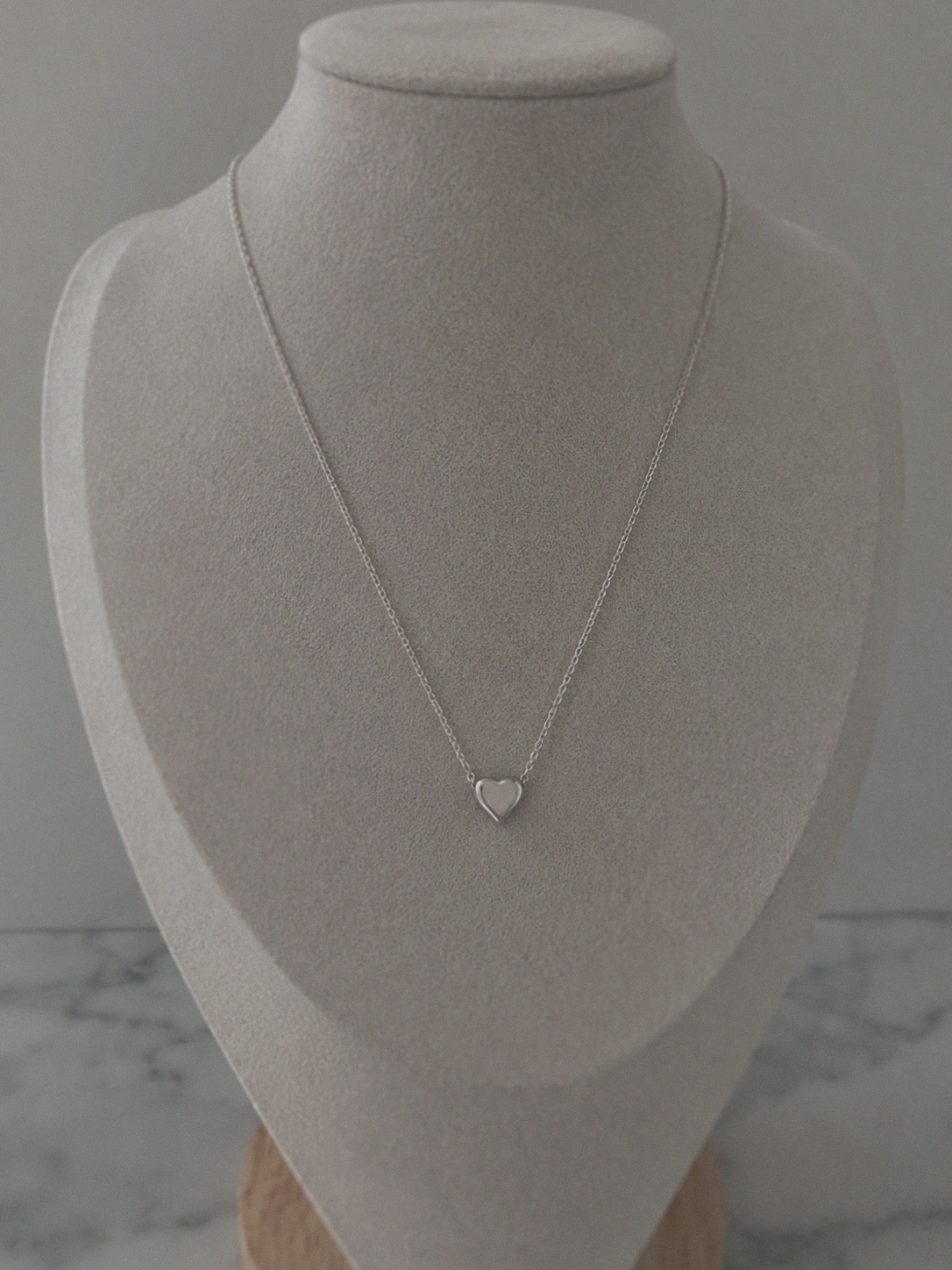 Sterling Silver Heart Pendant Necklace – Polished Love Necklace (42–44cm Adjustable)