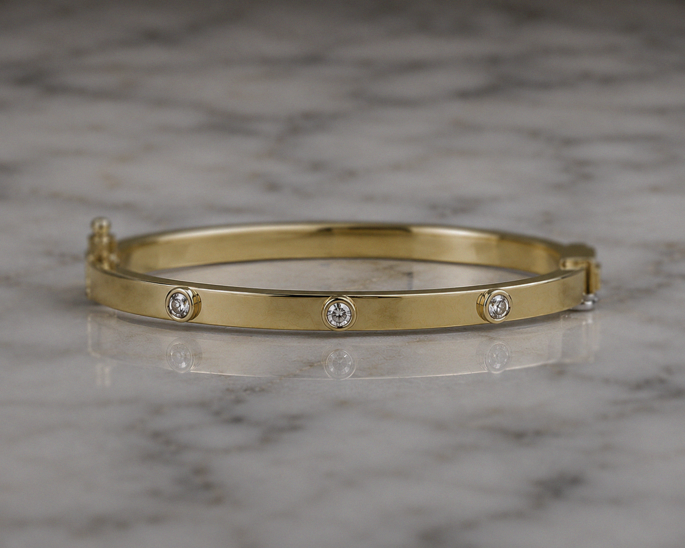 9ct Yellow Gold Children’s CZ Set Hinged Bangle