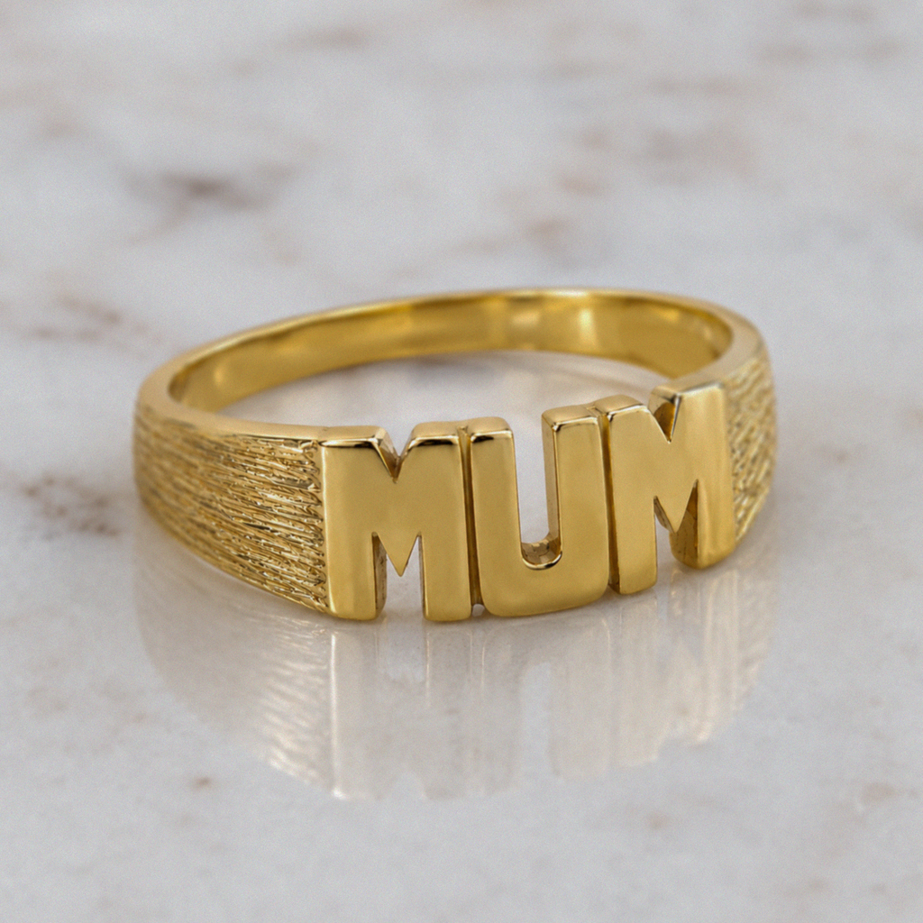 9ct Yellow Gold Textured Mum Ring