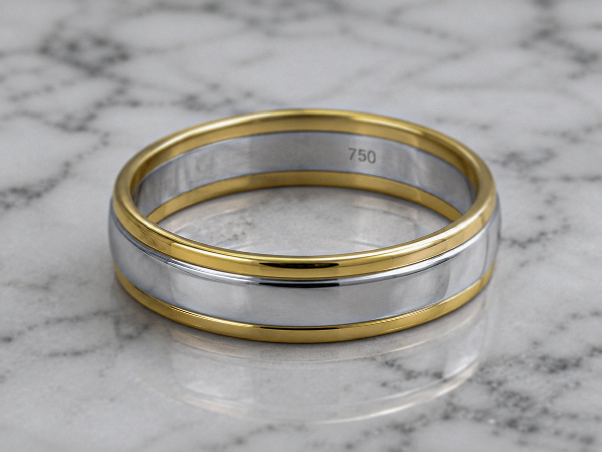 5mm Two-Colour 18ct Gold Wedding Band
