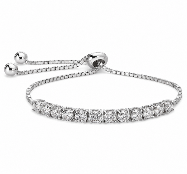Sterling Silver Moissanite Half Tennis Slider Bracelet