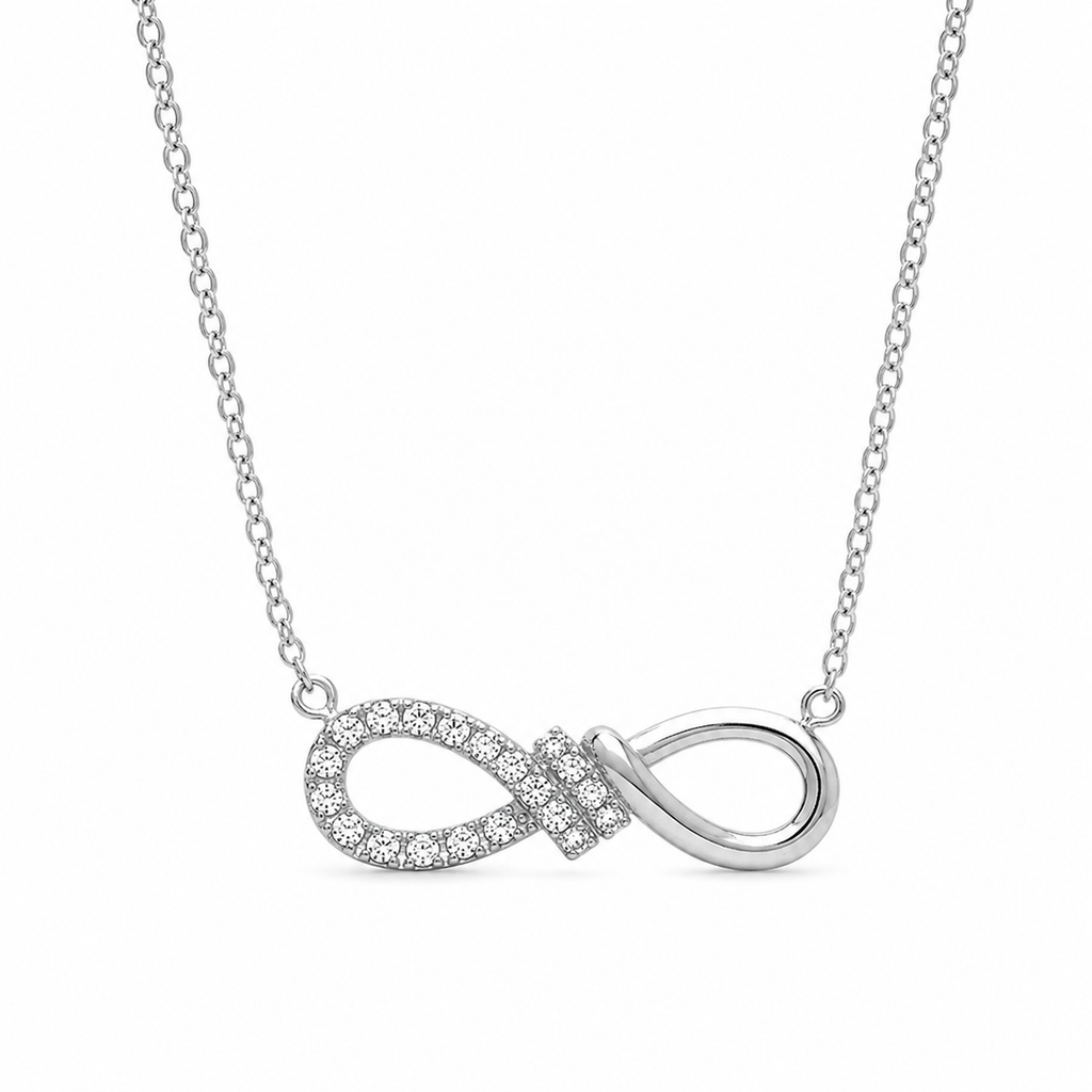 Sterling Silver Cubic Zirconia Infinity Necklace