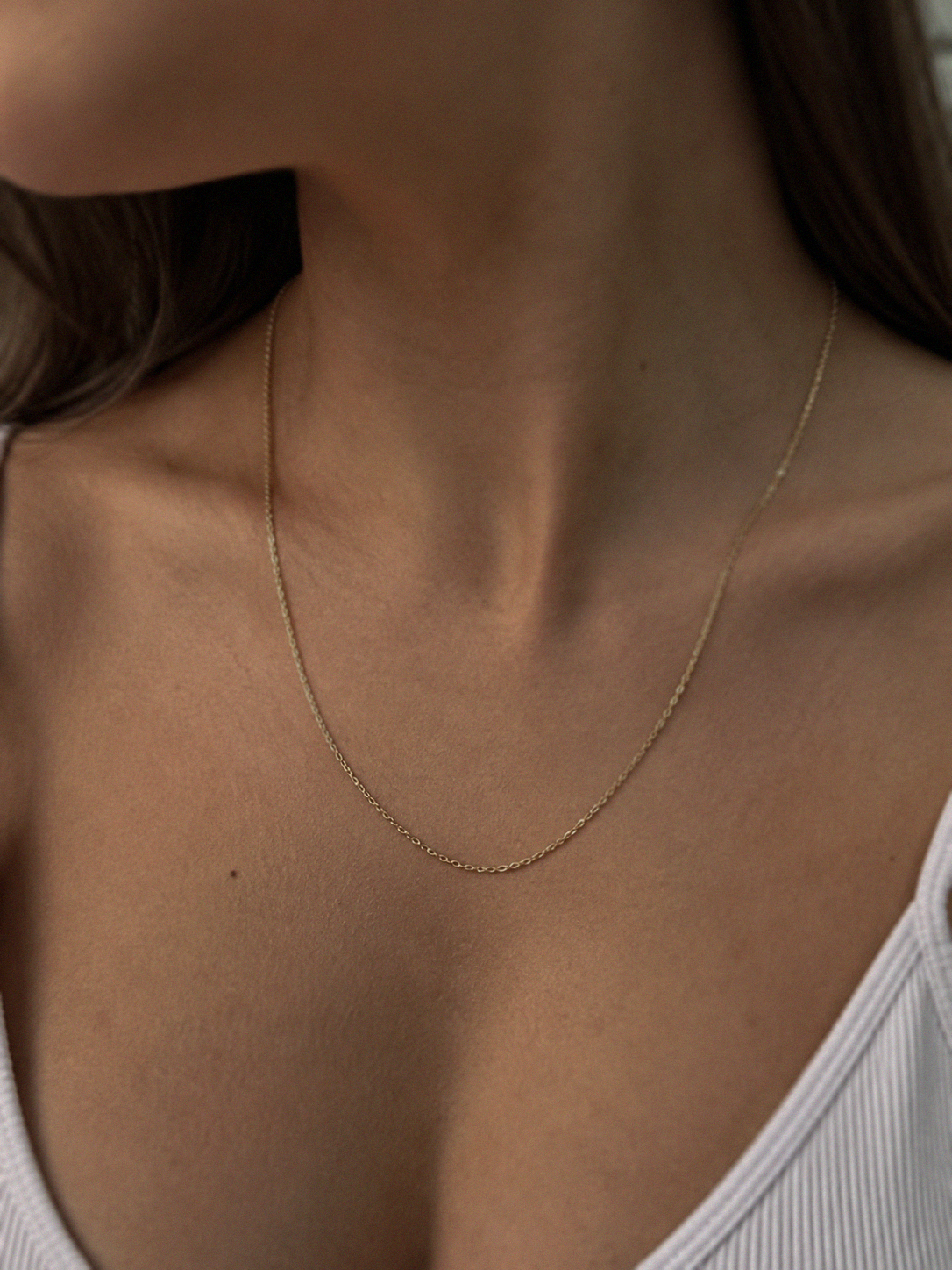 9ct Yellow Gold Cut Trace Chain Necklace - 45cm (0.8mm)