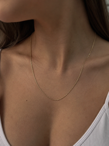 9ct Yellow Gold Cut Trace Chain Necklace - 45cm (0.8mm)