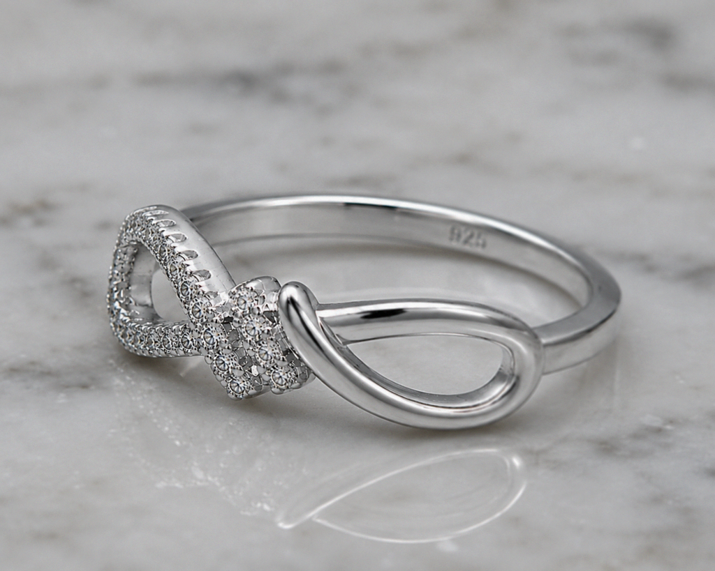 Sterling Silver Cubic Zirconia Infinity Twist Ring