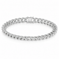 Men's Sterling Silver Rhodium Plated Cubic Zirconia Curb Bracelet 8.5"