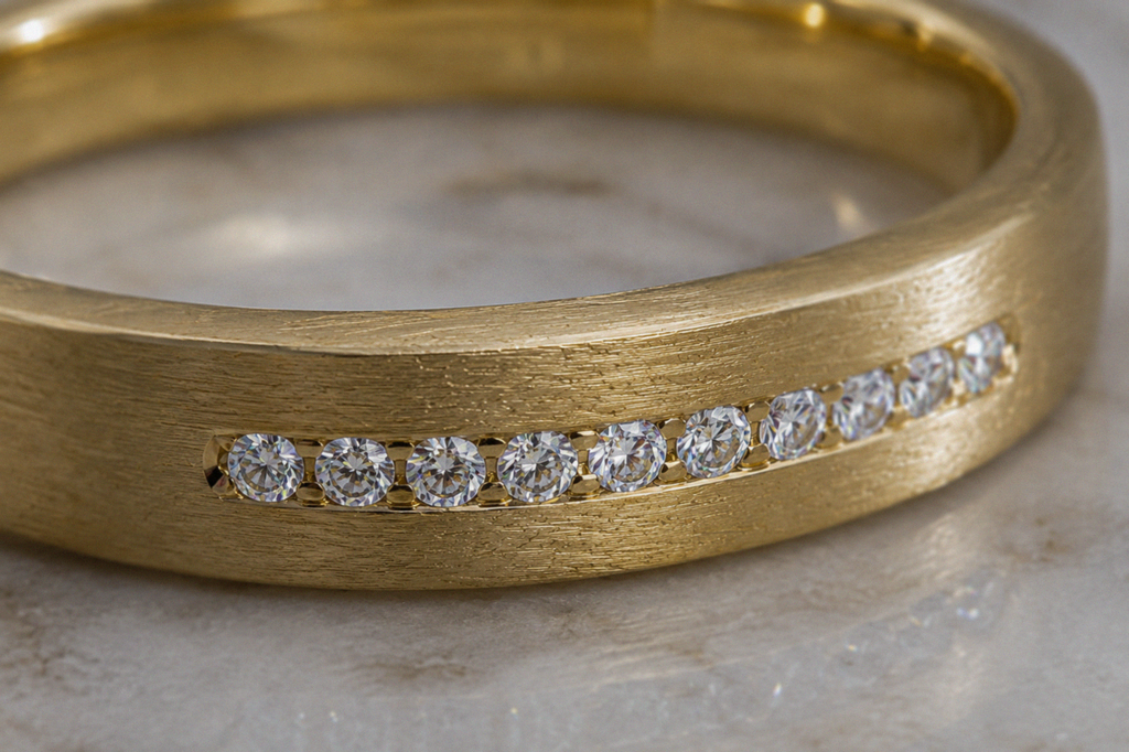Yellow Gold 0.09ct Diamond Set Wedding Ring - 3.5mm