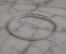Diamonfire Sterling Silver Baguette Cut Zirconia Tennis Bracelet