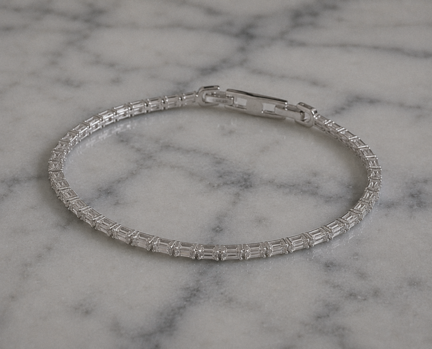 Diamonfire Sterling Silver Baguette Cut Zirconia Tennis Bracelet