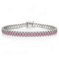 Children's Sterling Silver Pink Cubic Zirconia Brickwork Bracelet