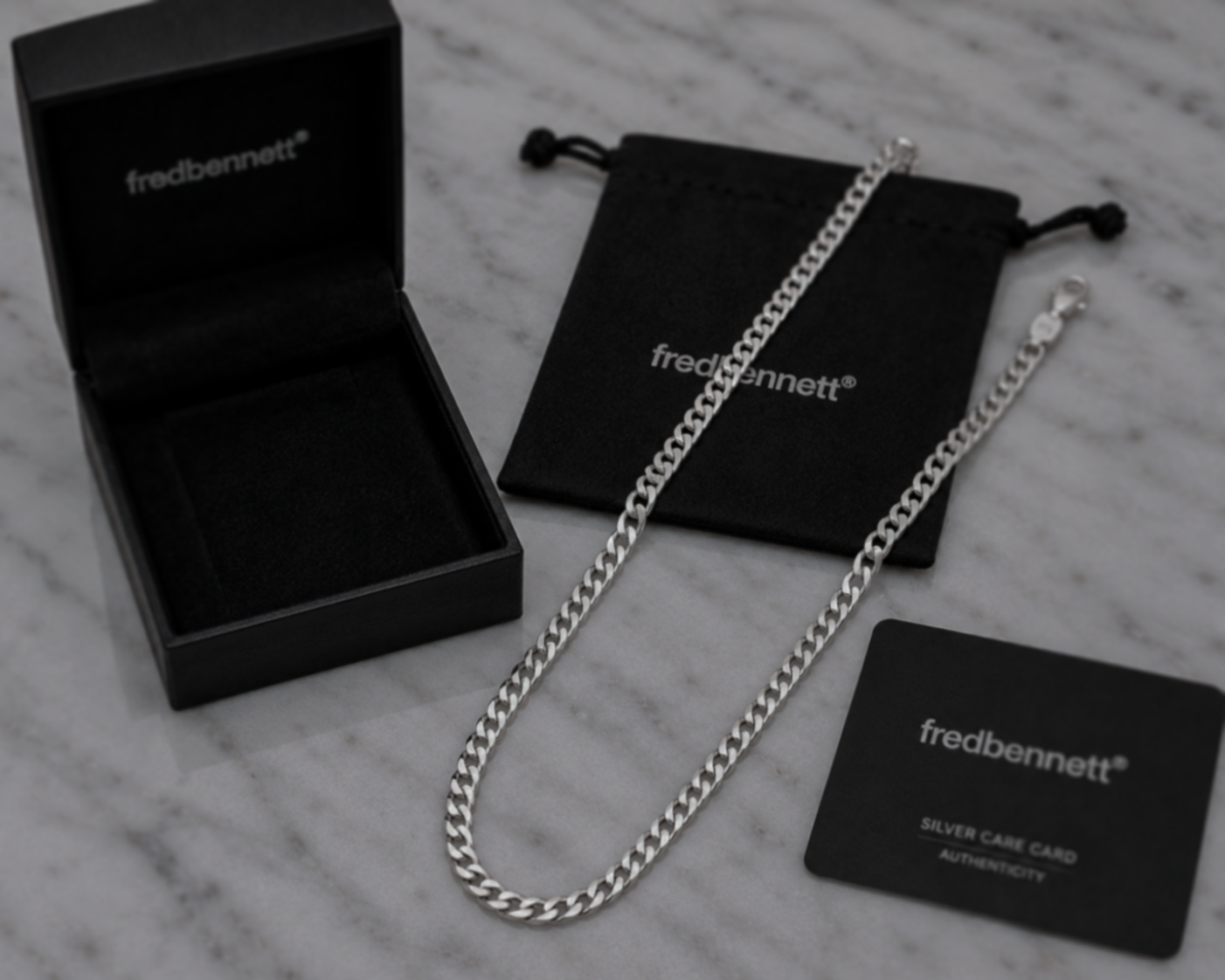 Fred Bennett Sterling Silver Diamond-Cut Curb Chain 56cm