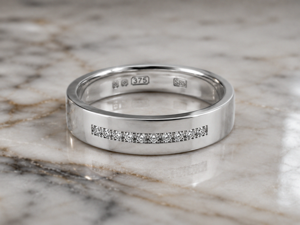 White Gold 0.17ct Natural Diamond Wedding Ring - 6mm