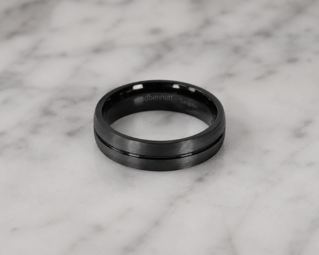Fred Bennett Black Stripe Tungsten Ring