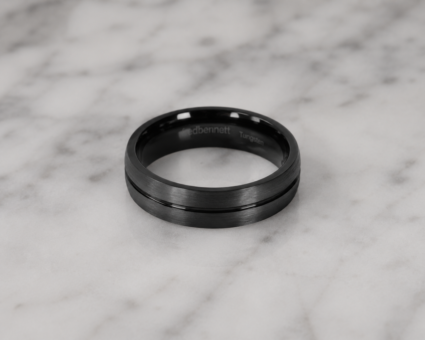 Fred Bennett Black Stripe Tungsten Ring