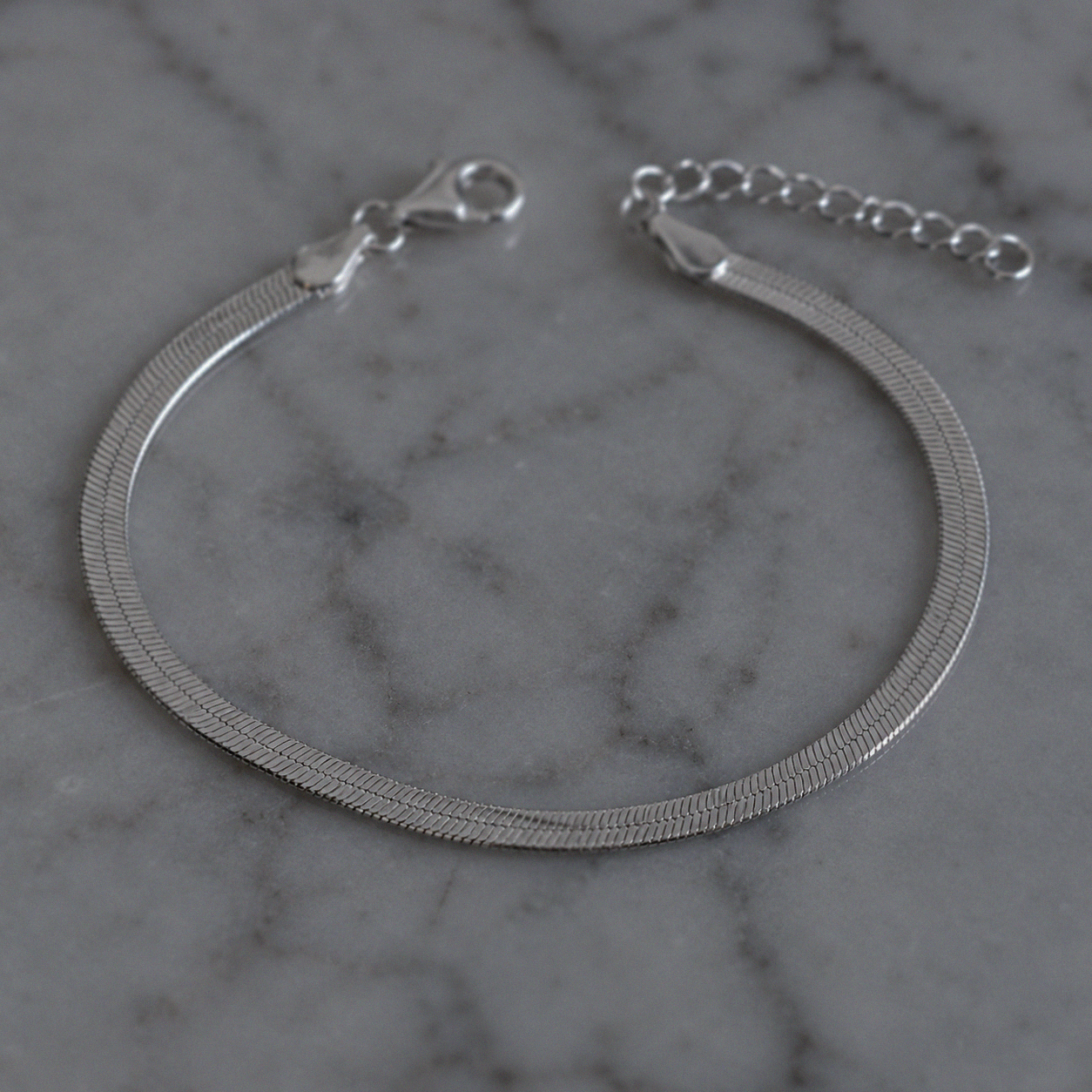 Sterling Silver HerringboneBracelet 3.5mm | Flat Snake Chain Bracelet