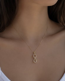 9ct Yellow Gold Cubic Zirconia Infinity Pendant Necklace