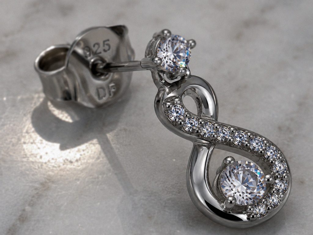 Diamonfire Sterling Silver Zirconia Infinity Drop Earrings