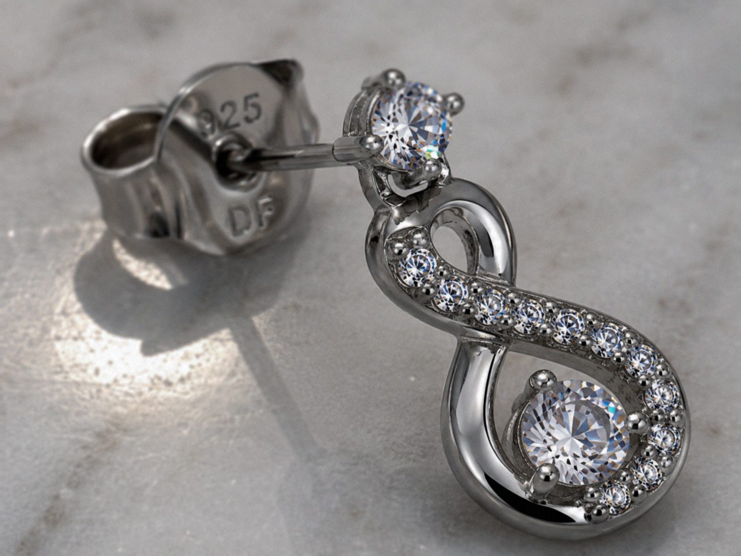 Diamonfire Sterling Silver Zirconia Infinity Drop Earrings