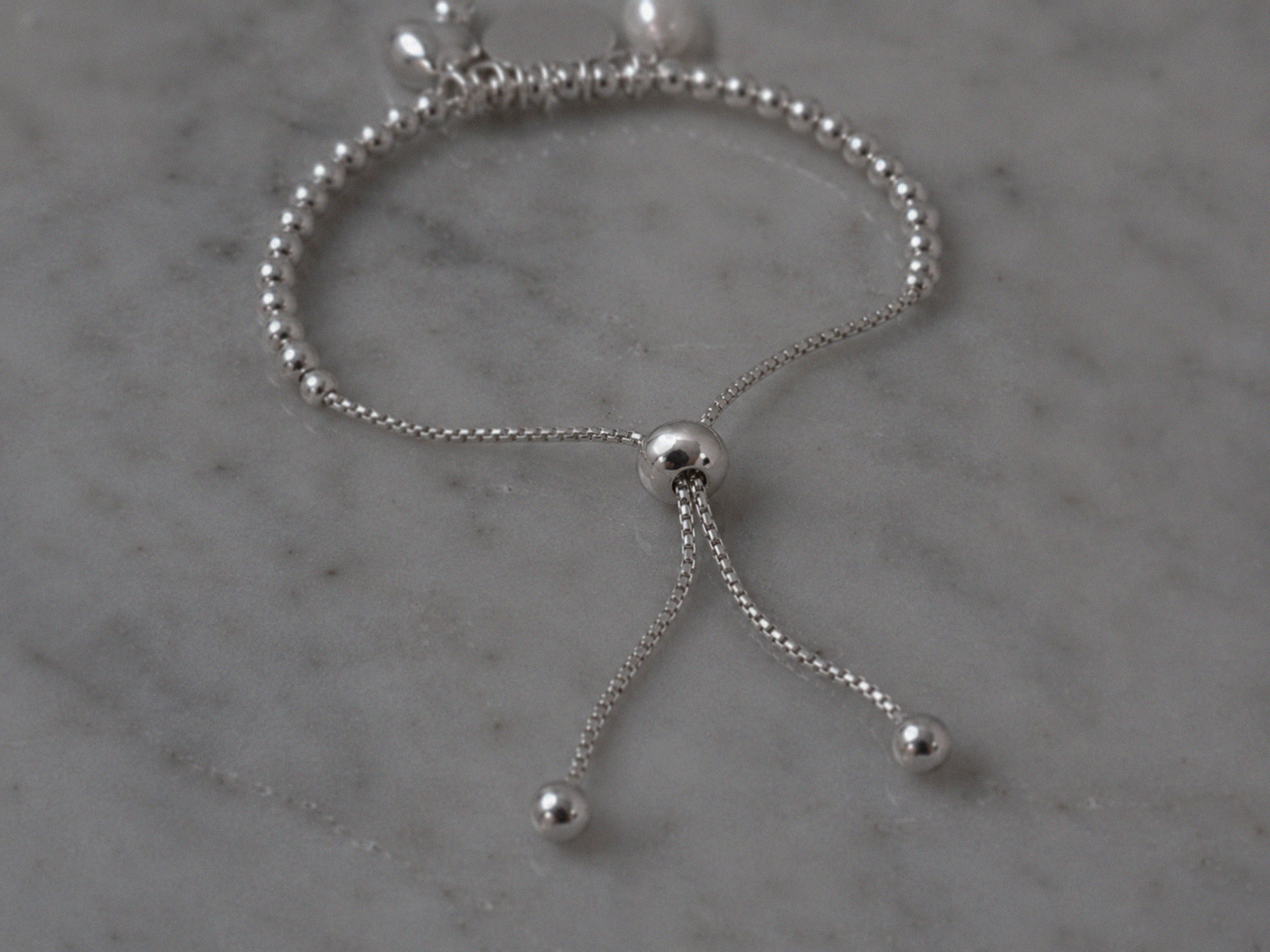 Sterling silver Heart Charm Bracelet with Pearl - Engravable