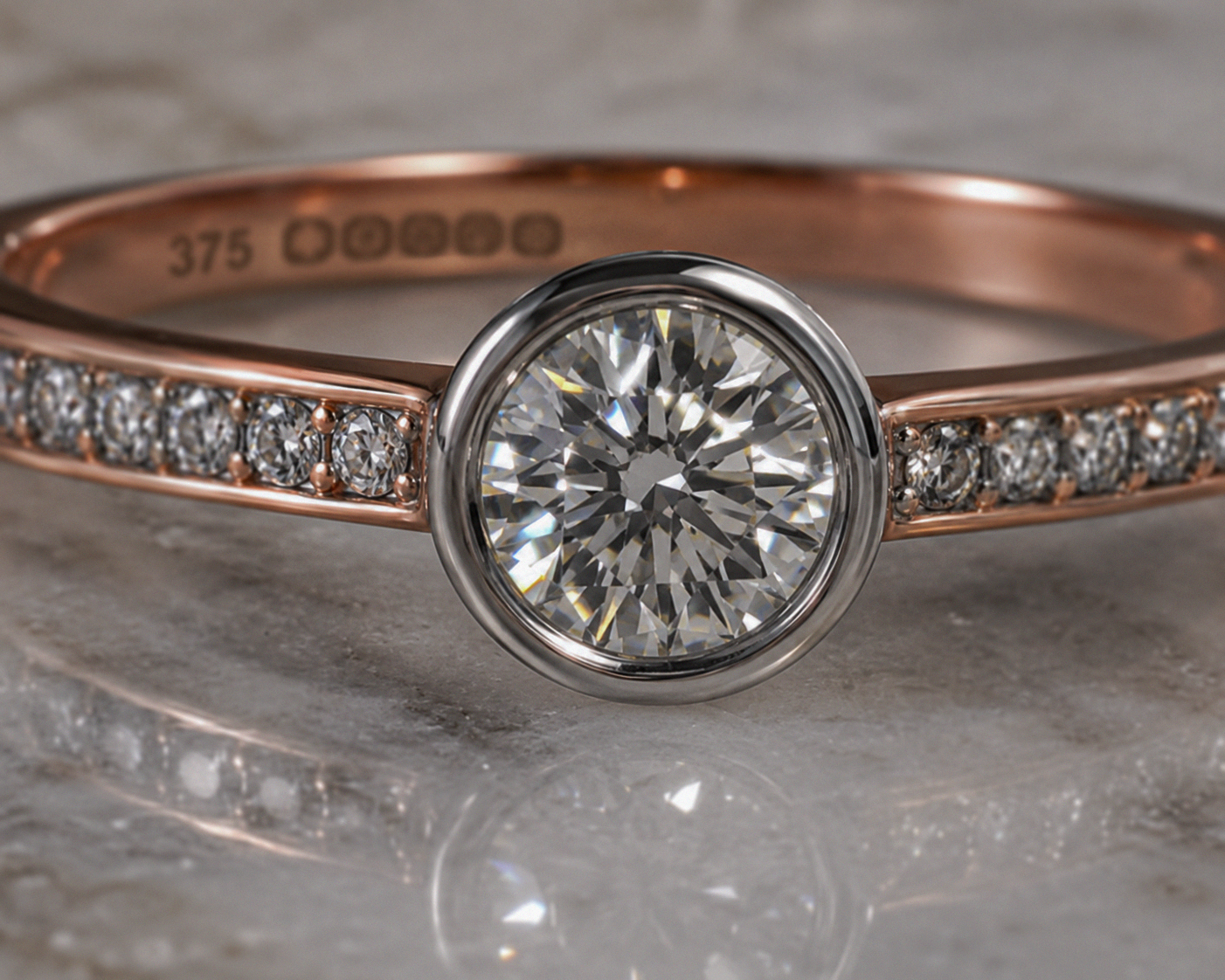 9ct Rose & White Gold Channel-Set Diamond Engagement Ring
