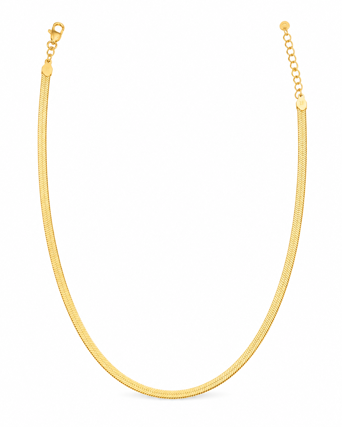 Flat Herringbone Chain Necklace – 18ct Gold Plated Sterling Silver (40–46cm).