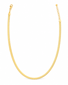Flat Herringbone Chain Necklace – 18ct Gold Plated Sterling Silver (40–46cm).