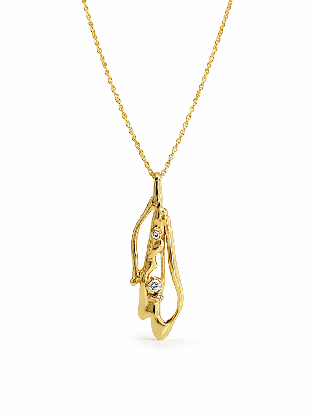 Banyan 18ct Gold Vermeil Lab-Grown Diamond Organic Pendant Necklace