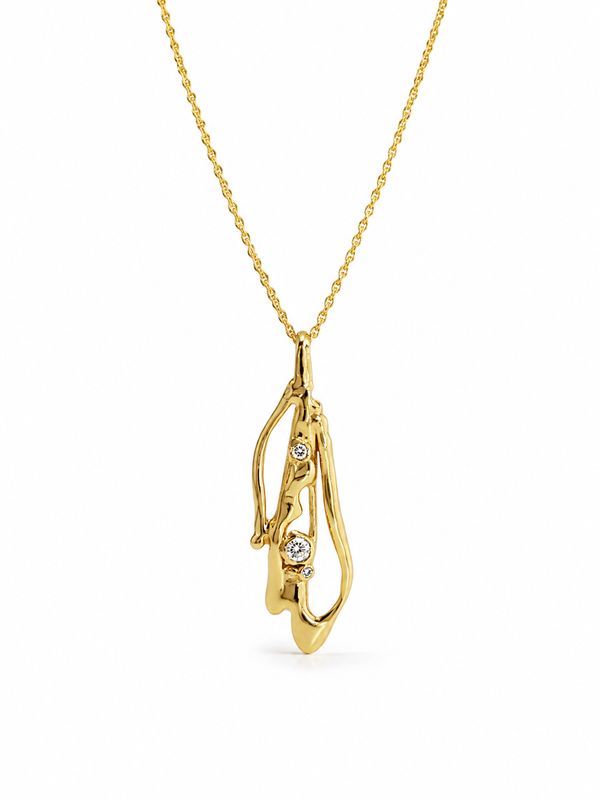 Banyan 18ct Gold Vermeil Lab-Grown Diamond Organic Pendant Necklace