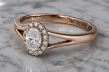 9ct Rose Gold 0.47ct Oval Halo Diamond Engagement Ring