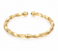 9ct Yellow Gold Sculpted Ribbed Twist Spring Bangle