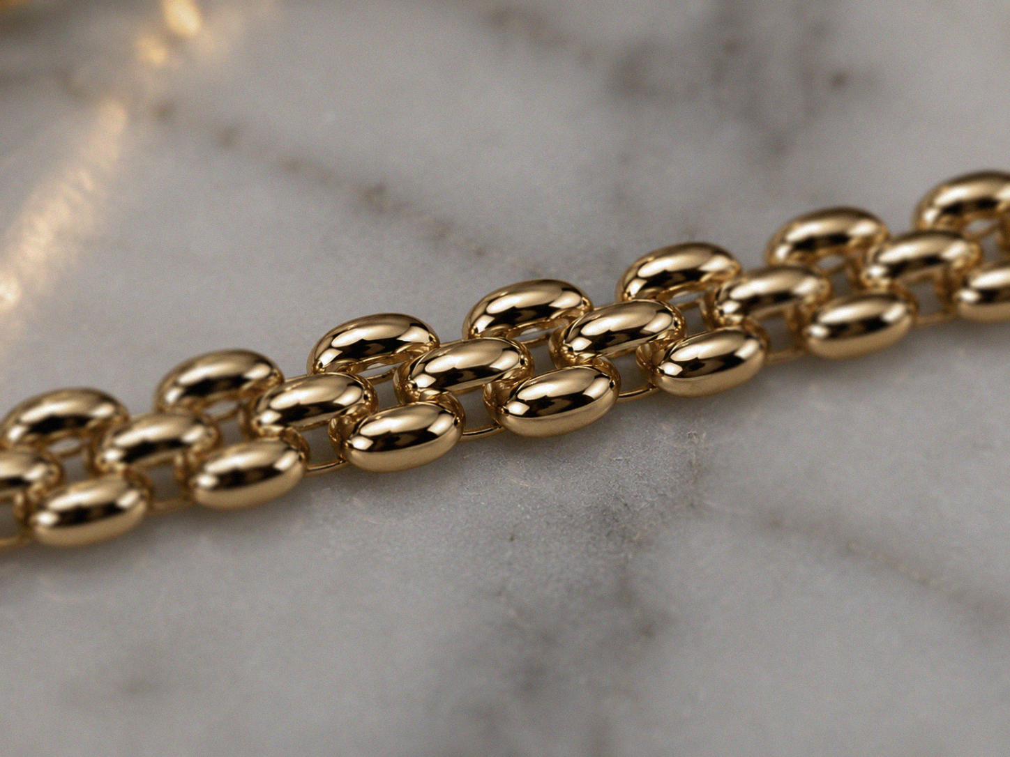 9ct Yellow Gold Watch Strap Style Bracelet – 18.4cm
