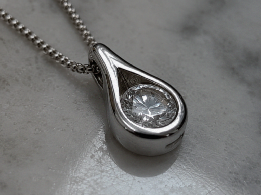 Sterling Silver Teardrop Cubic Zirconia Necklace