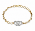 9ct Yellow Gold Cubic Zirconia Double Heart Children's Bracelet