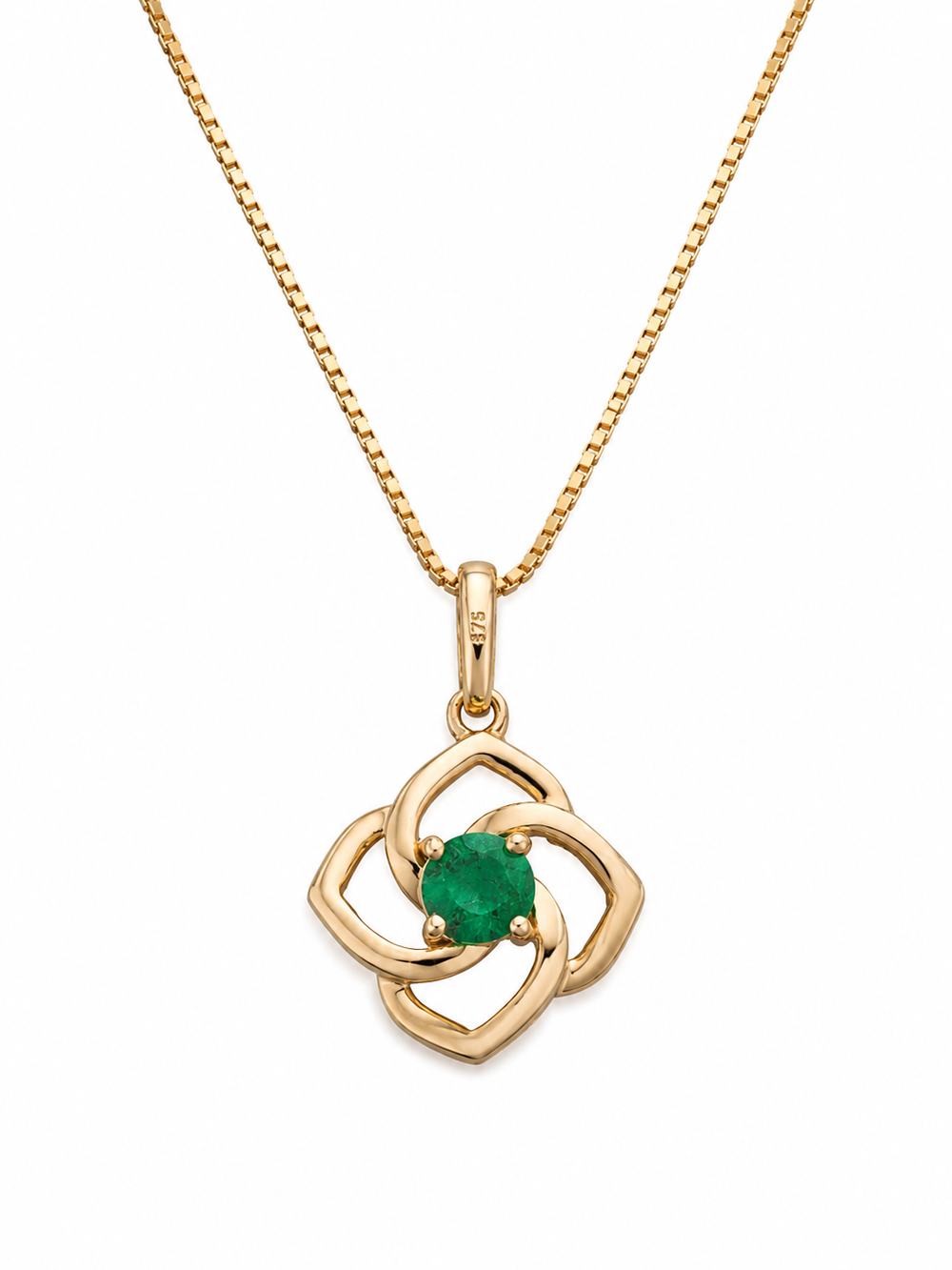 Cut Out Flower Emerald Pendant Necklace