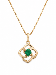 Cut Out Flower Emerald Pendant Necklace