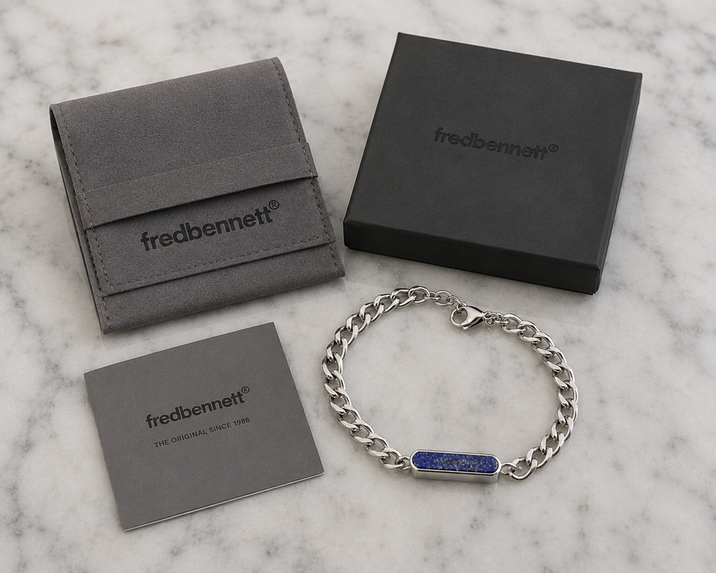 Fred Bennett Stainless Steel Lapis Bar Bracelet