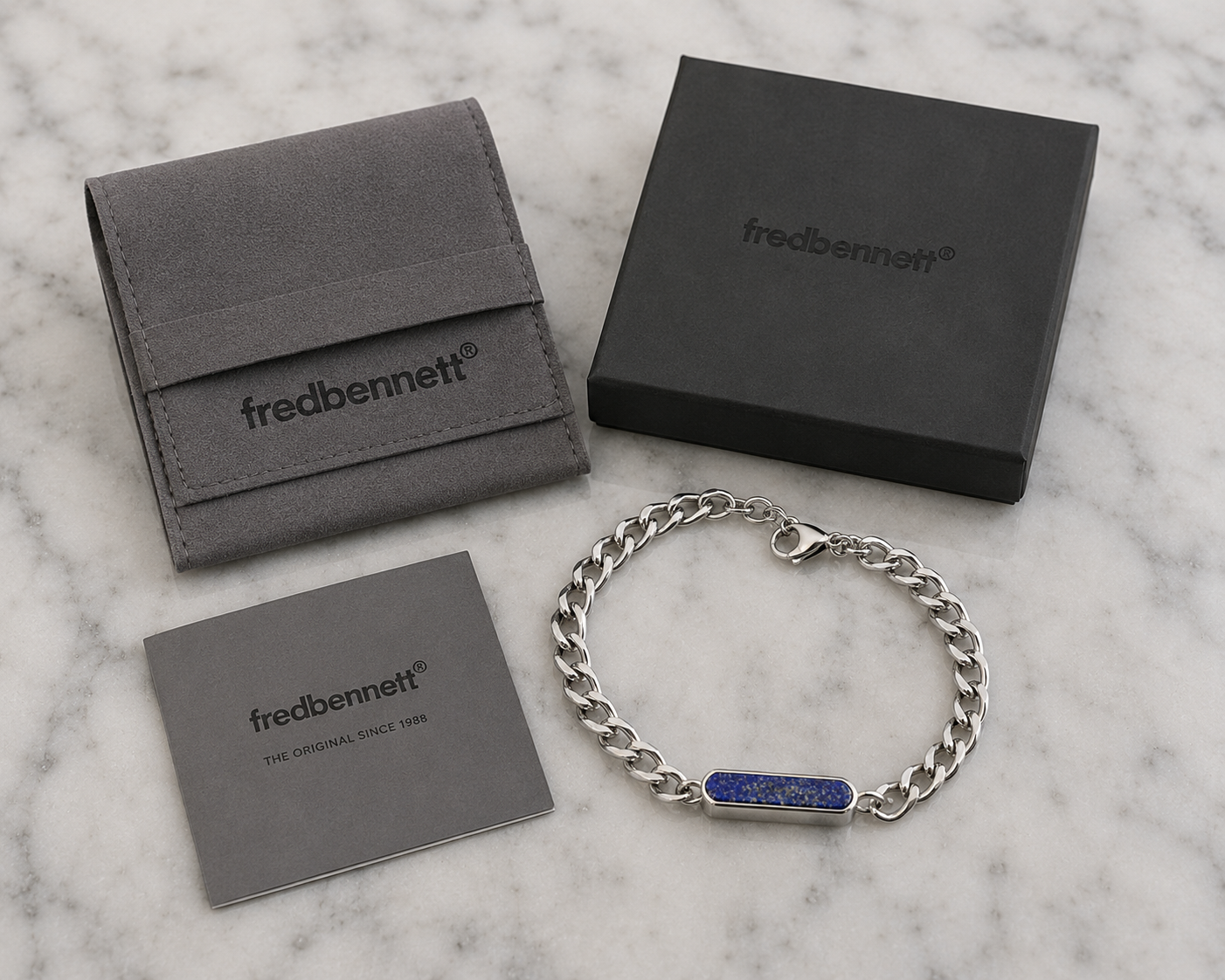 Fred Bennett Stainless Steel Lapis Bar Bracelet