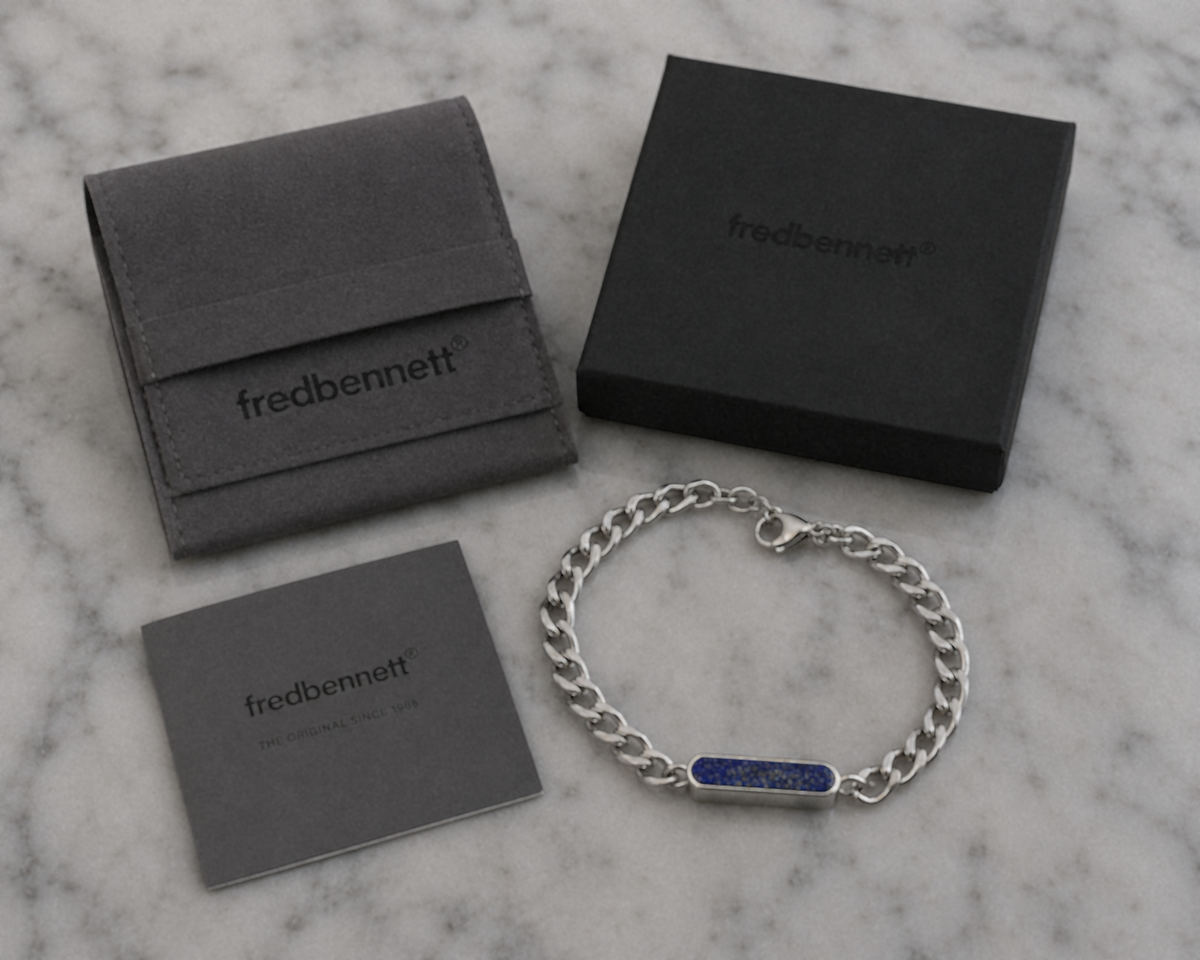 Fred Bennett Stainless Steel Lapis Bar Bracelet