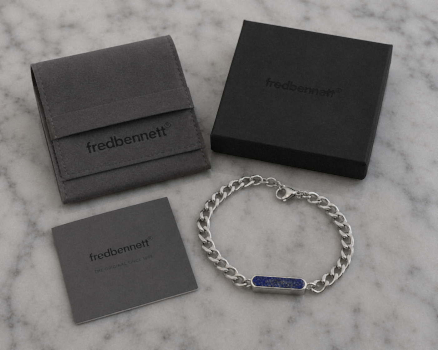 Fred Bennett Stainless Steel Lapis Bar Bracelet
