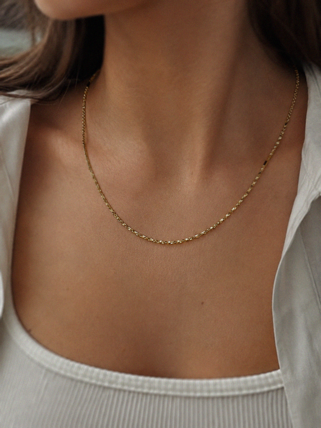 Diamond Cut Bead Bar Necklace in 9ct Yellow Gold