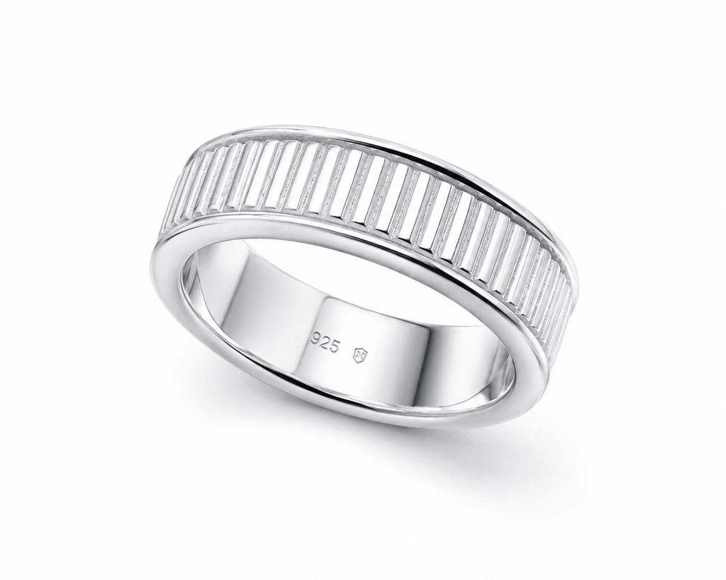 Sterling Silver Ridged Spinner Ring