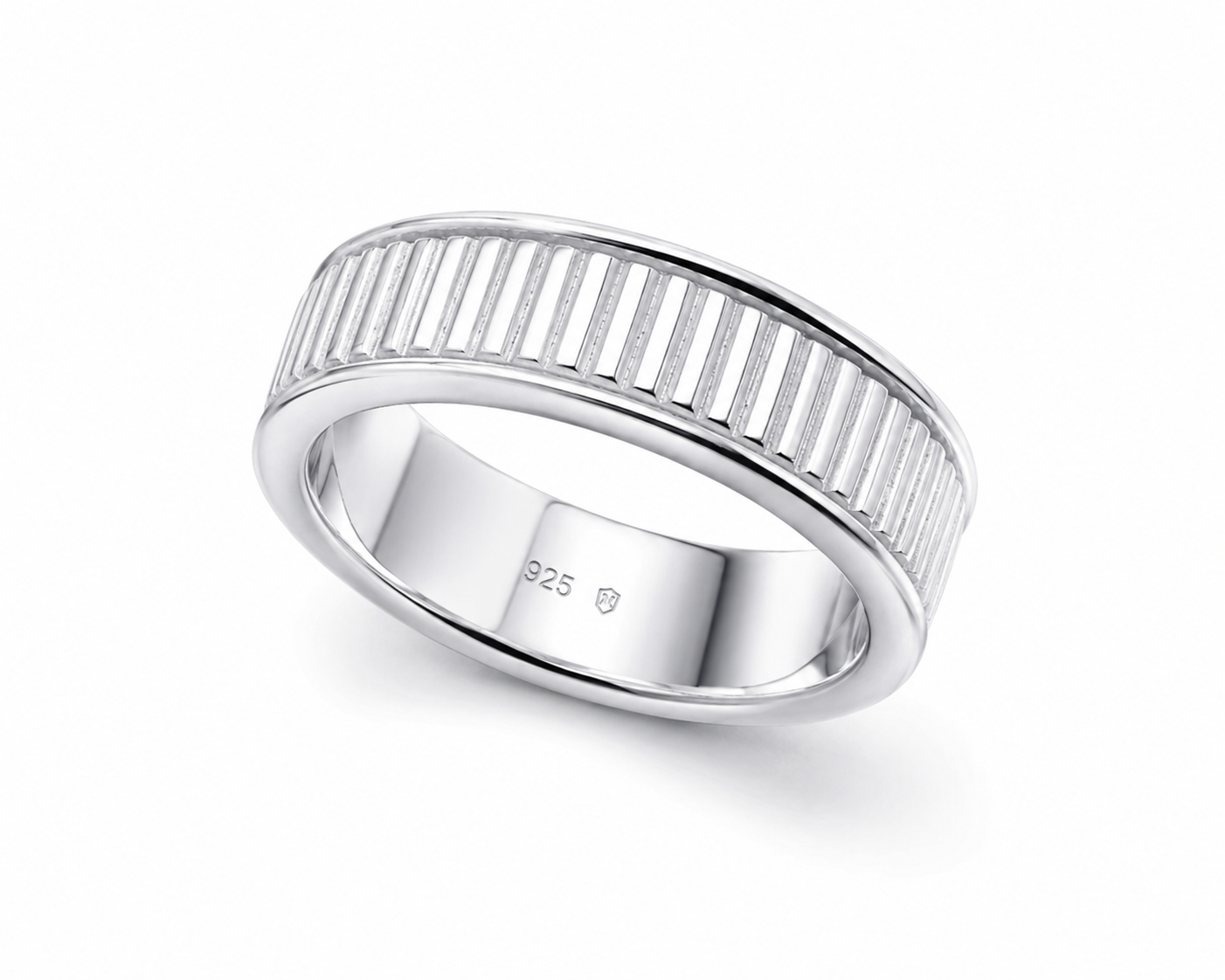 Sterling Silver Ridged Spinner Ring