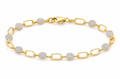 9ct Yellow Gold Cubic Zirconia Circle & Oblong Link Bracelet
