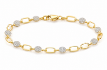 9ct Yellow Gold Cubic Zirconia Circle & Oblong Link Bracelet