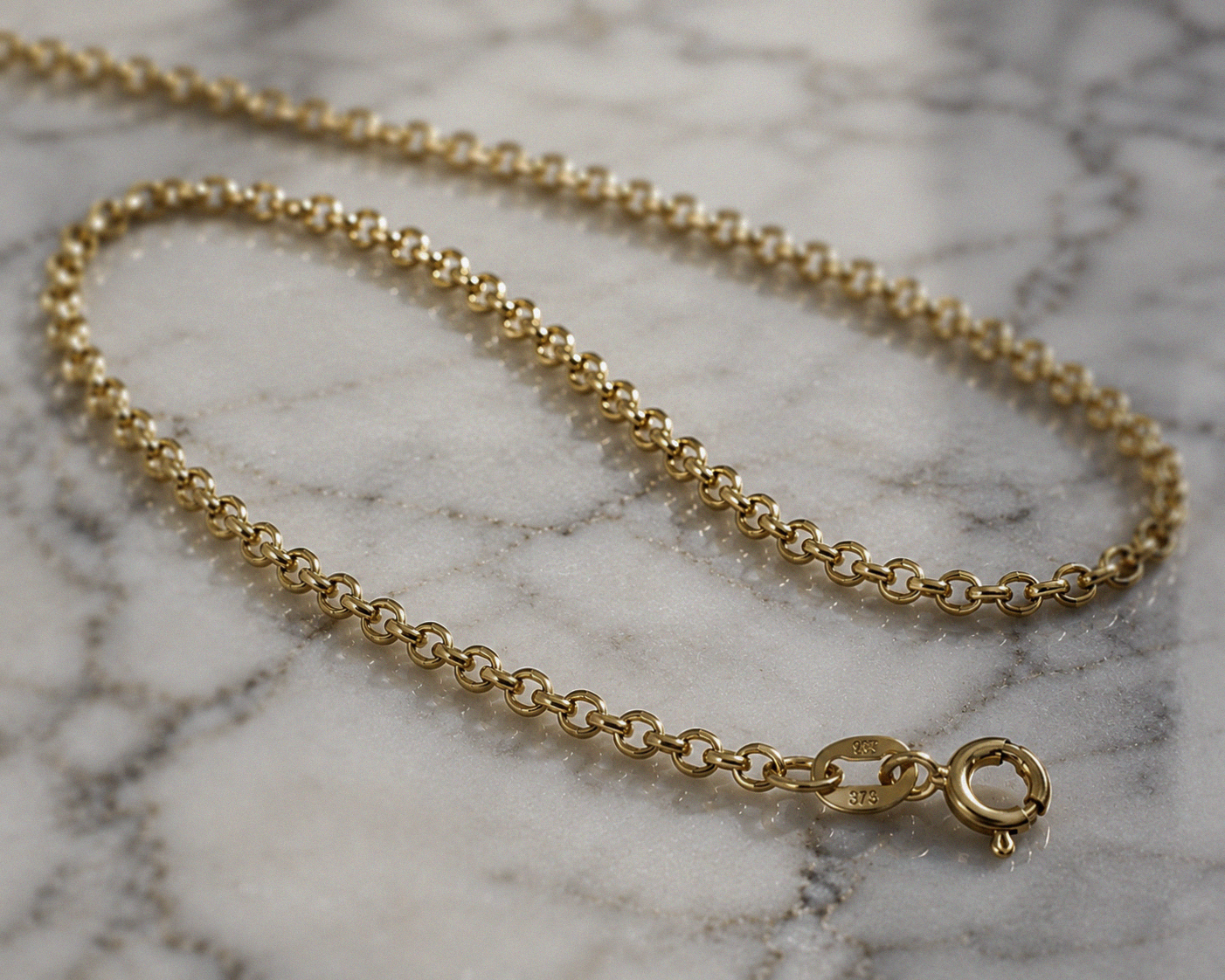 9ct Yellow Gold Round Belcher Chain 2.25mm - Multiple lengths available